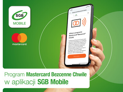 Aplikacja SGB Mobile z dostępem do programu Mastercard Bezcenne Chwile!